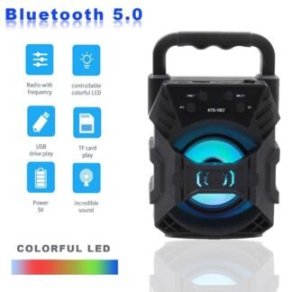 Boxă Portabilă Bluetooth KTS-1057, Lumina LED Color, Radio FM 17×7.5cm USB si TF